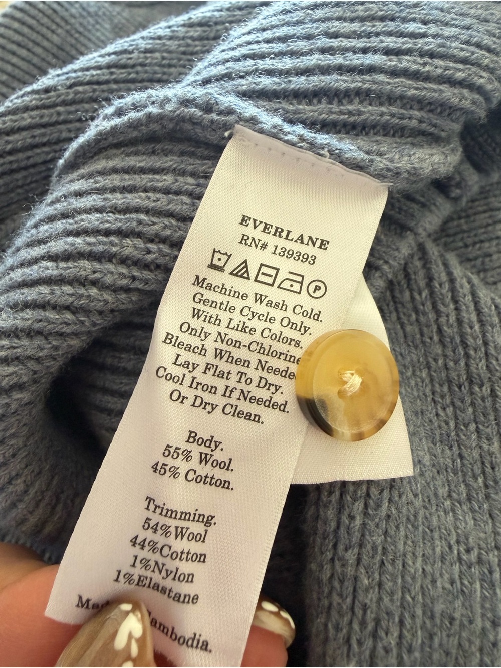 Everlane Slate Blue Ribbed Pullover with Keyhole - Picture 7 of 8